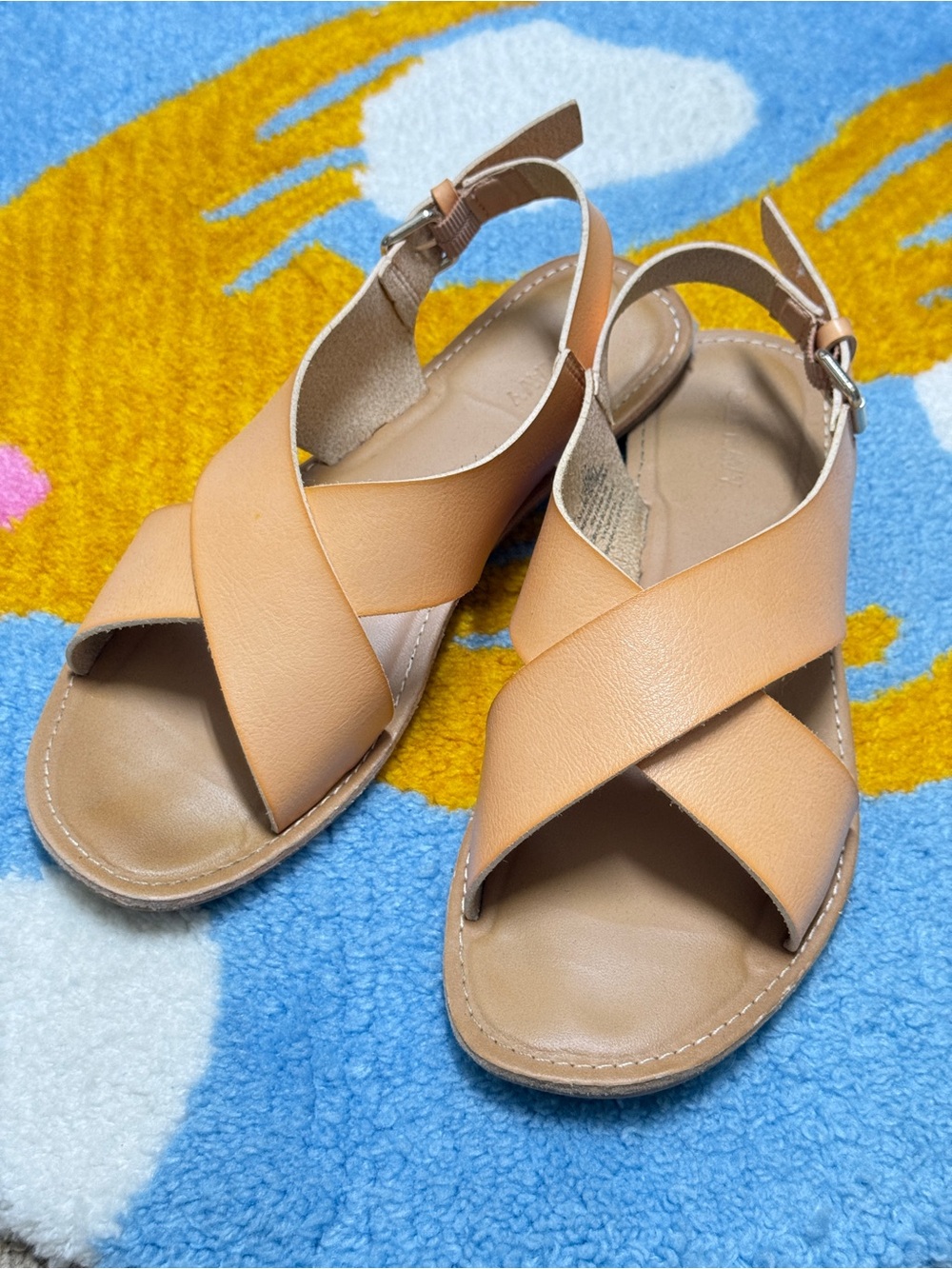 Women's Tan Cross-Strap Slingback Sandals